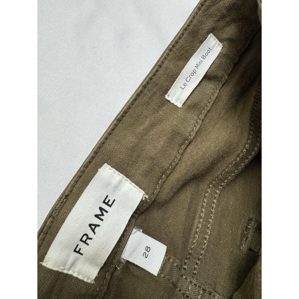 Frame Le Crop Mini Boot Jeans Olive Green Size 28 Coated Surplus - Picture 3 of 10